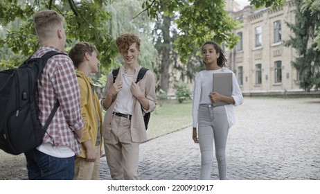 Three Shy School Boys Watching Pretty Girl Walking By, First Love, Crush