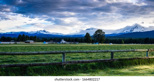 Three Sisters Mountains From Sisters Oregon