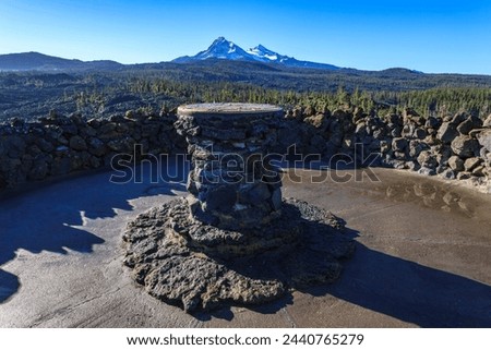 Three sisters seen from Dee Wright Observatory : McKenzie Pass,Oregon, USA