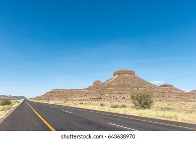The Three Sisters, three typical karoo hills next to the N1 road near the village of Three Sisters in the Western Cape Province of South Africa