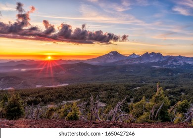 Three Sisters Wilderness at sunset near Bend Oregon