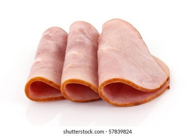 Three Slices Of Baked Ham Folded In Half