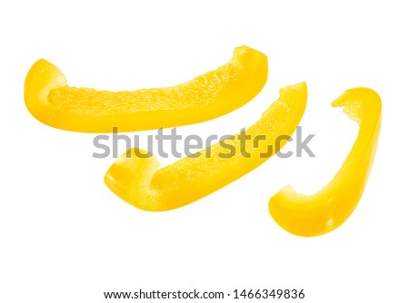Three slices of yellow bell pepper