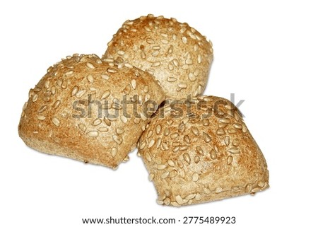 Three spelt Grain Bread Rolls with Sunflower Seeds