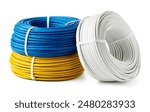 Three Spools of Electrical Wire on White Background