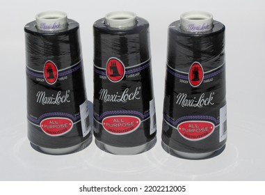 Three Spools Of Maxi Lock Black Serger Thread