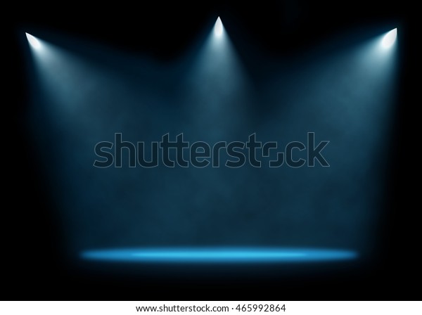 Three Spotlights Illuminating Empty Stage Background Stock Photo (Edit ...