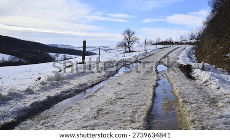 The three states of water: solid, liquid, and gaseous. Snow, water, and clouds.