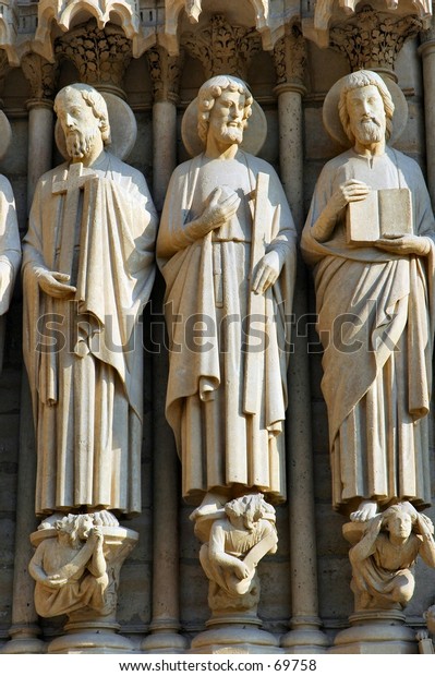 Three Status Notre Dame Stock Photo (Edit Now) 69758