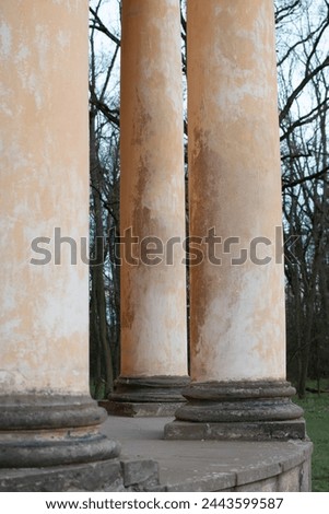 Three stone columns. Building in romantic empir style from 1792 called 