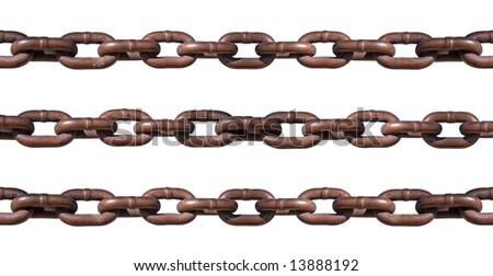 Three strands of rusty chains. Make chain longer by simply cutting and pasting onto new layers and repositioning.