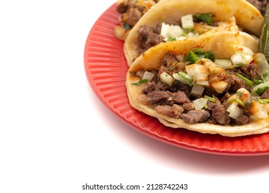 Three Street Tacos Isolated On A White Background