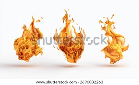 Three stylized, realistic fire elements