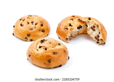 Three sweet buns with chocolate chunks super soft isolated. High quality photo - Shutterstock ID 2185104759