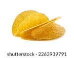 Three taco shells on white background