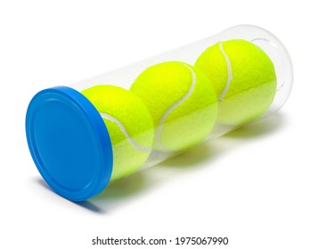 Three Tennis Balls In A Un-Opened Clear Can Cut Out.