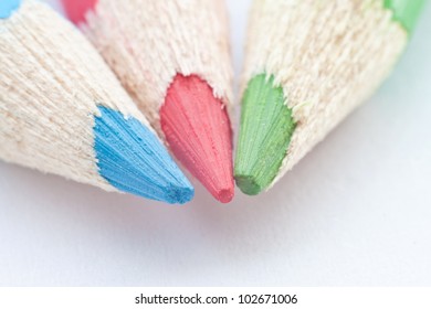 Three tip of a pencil. Macroshot.