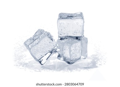 Three transparent ice cubes stacked together