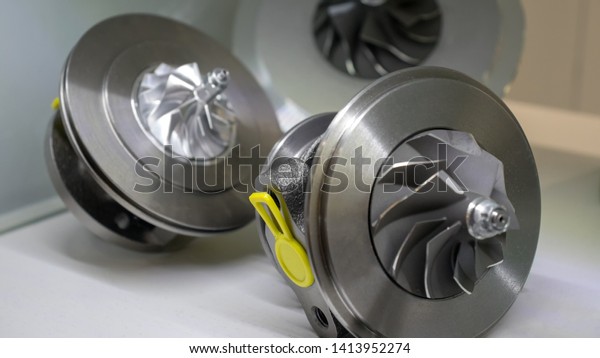 Three turbocharger cartriges. Spare parts for\
turbocharger repair