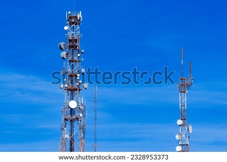 Three types of antenna towers located in the city of Birigui