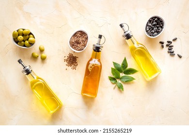 Three Types Of Cooking Oil - Sunflower Olive And Sesame Oil