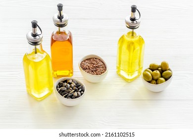 Three Types Of Cooking Oil - Sunflower Olive And Sesame Oil