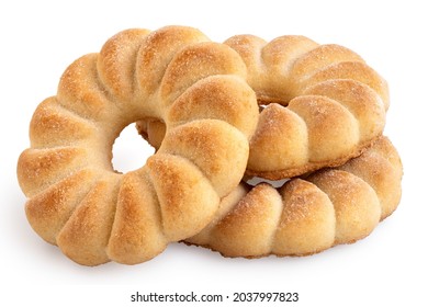 Three Viennese Biscuits Isolated On White.