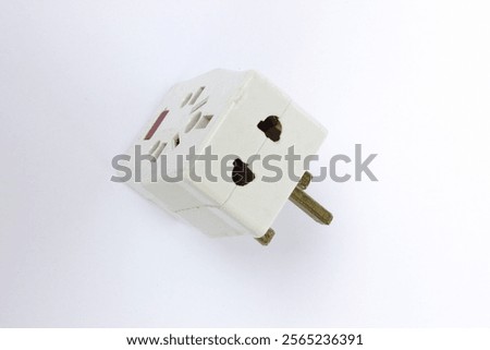 Three way electric socket, isolated on white background.