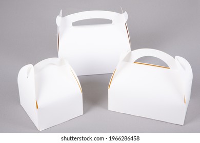 Three White Blank Closed Pastry Cupcake Box Mockup