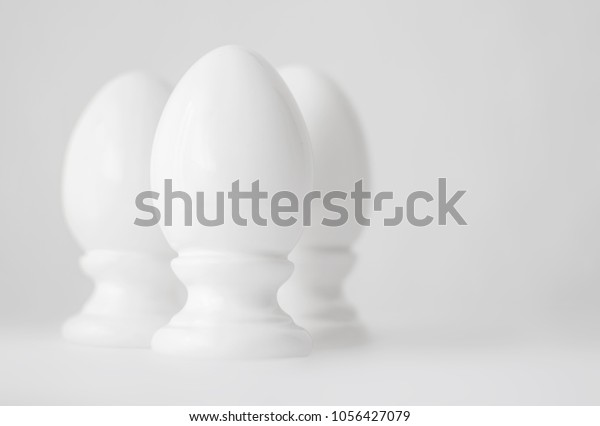 Three White Decorative Ceramic Eggs On Stock Photo Edit Now