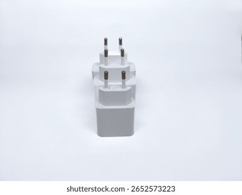 Three white power adapters with different wattage ratings (120W, 90W, and blank) arranged on white background. Ideal for electronics or charging accessories themes.
