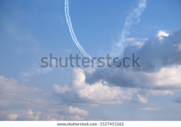 Three White Red Passenger Stunt Planes Stock Photo Edit Now