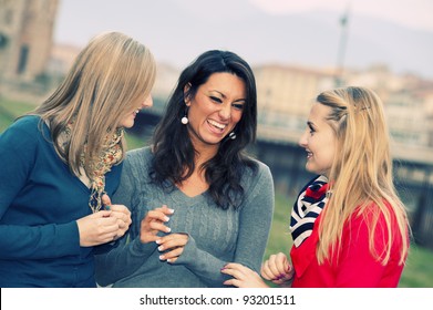 Three Women Chatting Outdoor tuscany ,italy