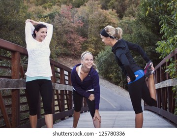 Three Women Getting Ready For A Run