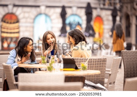 Similar – Group of people having fun in a summer day