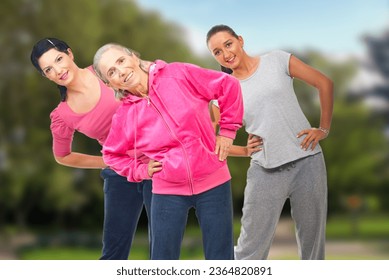 Three women young and senior doing sport over white background - Shutterstock ID 2364820891