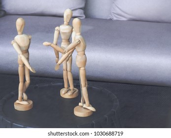 Three Wooden Dummy Model in Meeting. Concept for teamwork in business. With space for place your text. - Powered by Shutterstock