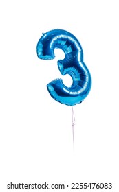 three years blue number balloon, isolated on white - Shutterstock ID 2255476083