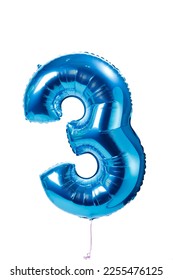 three years blue number balloon, isolated on white - Shutterstock ID 2255476125