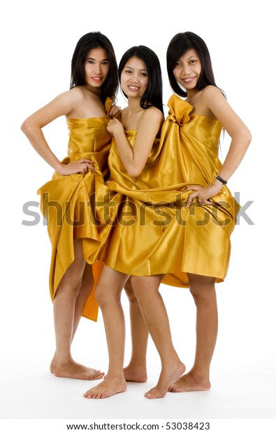 Three Young Nude Asian Women Covered库存照片53038423 Shutterstock 