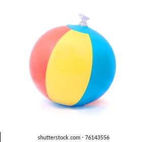 Three-color Beach Ball Isolated On Pure White Background