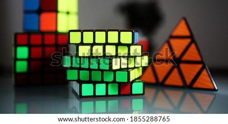 three-dimensional pyramid puzzle, 2x2 cube, 3x3 cube, 4x4 cube, 5x5 cube