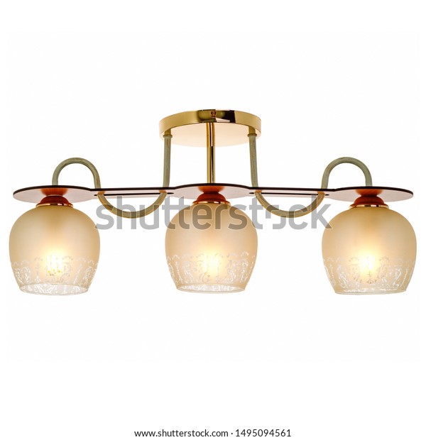 Threelamp Chandelier Three Shades Modern Ceiling Stock Photo Edit