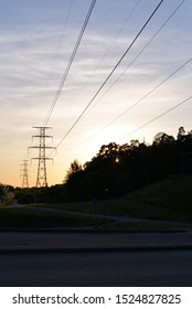 Three-Phase Electric Power Transmission Lines in Stockholm, Sweden, Scandinavia, Northern Europe