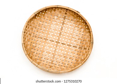 Thai Threshing Tray Bamboo Handmade Natural Weave Basket Work Versatile-28 cm. 