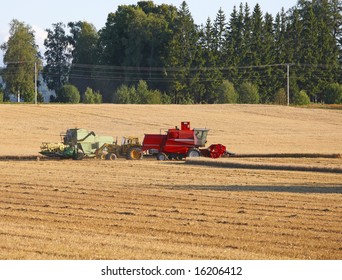 Threshing Machines Working Wheat Field Stock Photo (Edit Now) 16206412