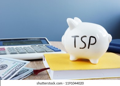 Thrift Savings Plan TSP Written On A Piggy Bank.