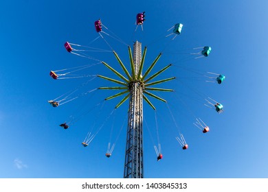 Thrill Seeking Attraction At The Annual Fun Fair At The Vrijthof Square In Maastricht, Reaching 65 Meters Height
