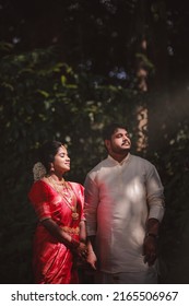 Thrissur, Kerala  India - Beautiful Kerala couple posing for photo after wedding ceremony