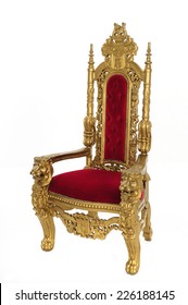 Throne At An Angle / An Elegant Royal Throne / On A White Background